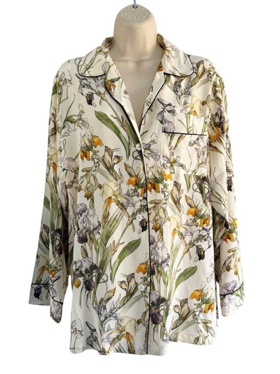 Alexander McQueen Other - Alexander McQueen Woman's Sz 38 US Sz 2 Meadow Floral Print 100% Silk Pajama Top